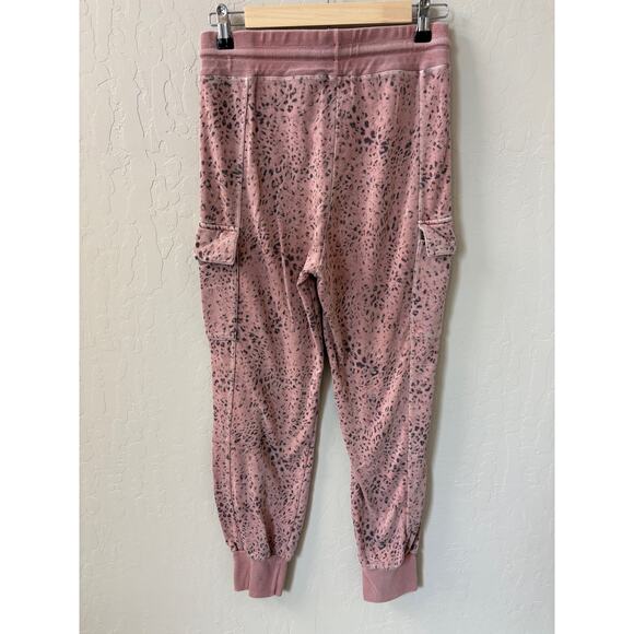 Anthropologie Sundry Sz 1 S Pink Pigment Brick Leopard Cargo Sweatpant Joggers - Picture 6 of 6